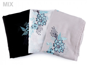 Šála vyšívané květy folklór 65x170 cm