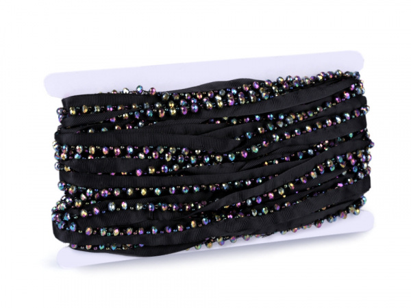 Prýmek / paspulka s broušenými korálky šíře 15 mm