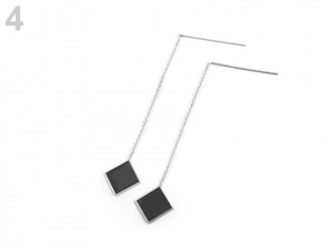Náušnice z nerezové oceli čtverce s řetízkem
