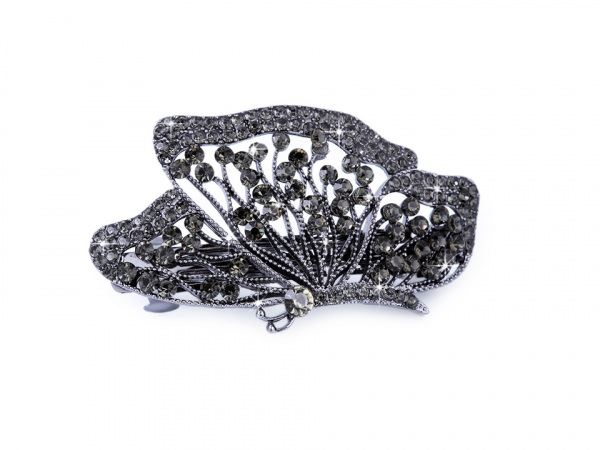 Francouzská spona do vlasů s broušenými kamínky motýl