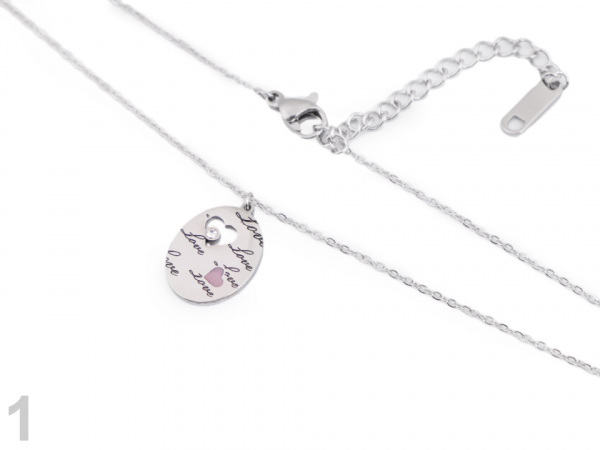 Náhrdelník z nerezové oceli ovál, srdce, motýl s nápisem Love