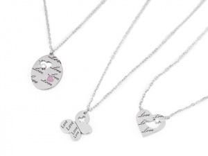 Náhrdelník z nerezové oceli ovál, srdce, motýl s nápisem Love