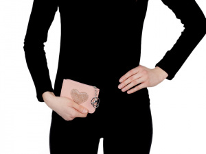 Peněženka / klíčenka s glitrovým srdcem 9x12 cm