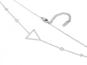 Náhrdelník trojúhelník z nerezové oceli s broušenými kamínky