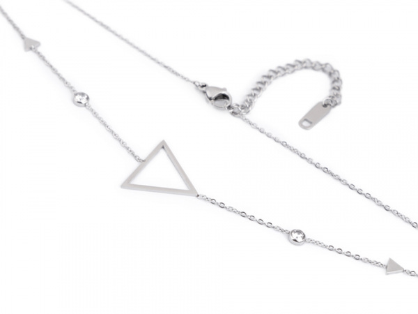 Náhrdelník trojúhelník z nerezové oceli s broušenými kamínky