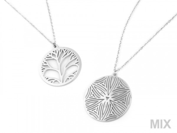 Náhrdelník z nerezové oceli mandala, strom života