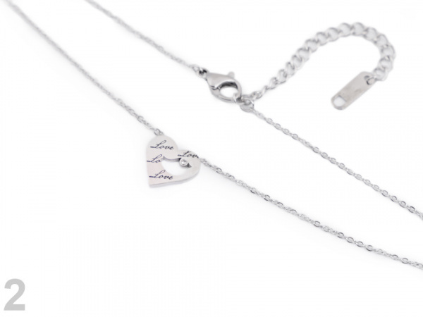 Náhrdelník z nerezové oceli ovál, srdce, motýl s nápisem Love