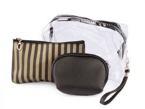 Kosmetická taška průhledná a metalická, sada 3 ks