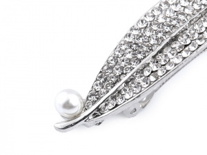 Francouzská spona do vlasů s broušenými kamínky a perlou