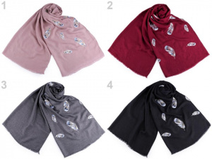 Šála vyšívaná pírka 70x165 cm