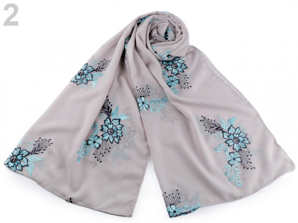 Šála vyšívané květy folklór 65x170 cm