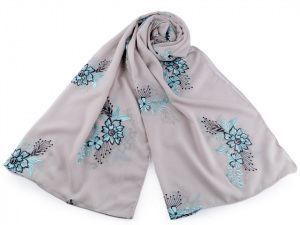 Šála vyšívané květy folklór 65x170 cm