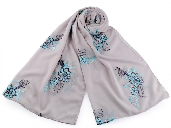 Šála vyšívané květy folklór 65x170 cm