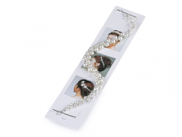 Perlová ozdoba / čelenka do vlasů se štrasovými kamínky