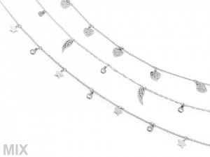 Náhrdelník z nerezové oceli s přívěsky - hvězda, srdce, křídla