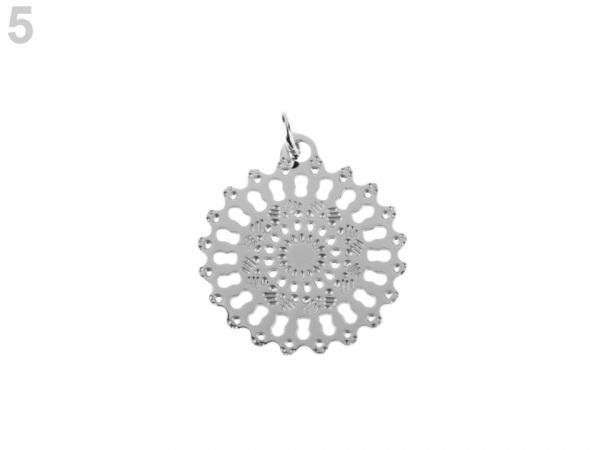 Přívěsek z nerezové oceli se spojovacím kroužkem - list, křídlo, mandala