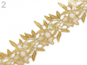 Vyšívaný prýmek / krajka s lurexem šíře 55 mm