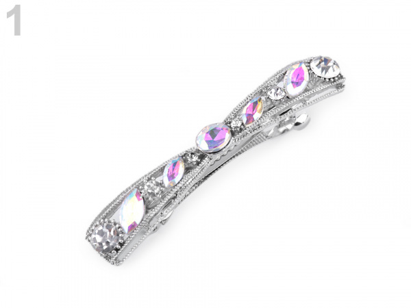 Francouzská spona do vlasů mašle s broušenými kamínky