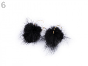 Náušnice z nerezové oceli kruhy s kožešinou