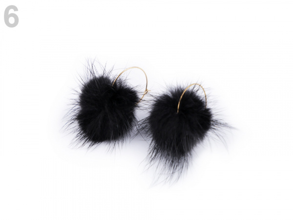 Náušnice z nerezové oceli kruhy s kožešinou