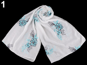 Šála vyšívané květy folklór 65x170 cm