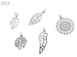 Přívěsek z nerezové oceli se spojovacím kroužkem - list, křídlo, mandala