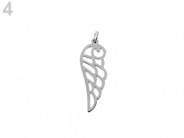 Přívěsek z nerezové oceli se spojovacím kroužkem - list, křídlo, mandala