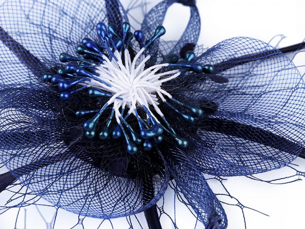 Brož / ozdoba do vlasů květ s peřím