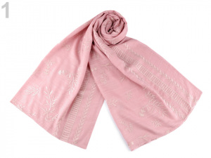 Šála vyšívané větvičky folklor 70x170 cm