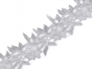 Vyšívaný prýmek / krajka s lurexem šíře 55 mm