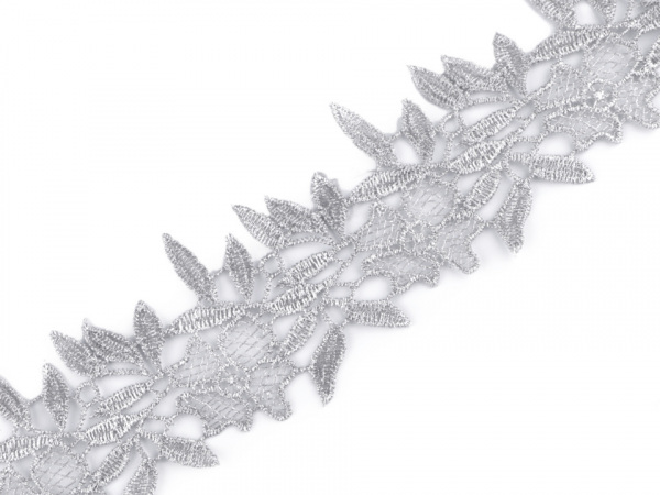 Vyšívaný prýmek / krajka s lurexem šíře 55 mm