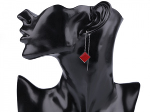 Náušnice z nerezové oceli čtverce s řetízkem