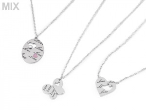 Náhrdelník z nerezové oceli ovál, srdce, motýl s nápisem Love