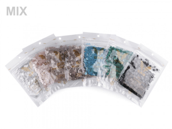 Flitry Ø7 mm hladké s glitry