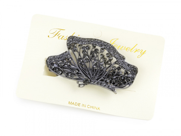 Francouzská spona do vlasů s broušenými kamínky motýl