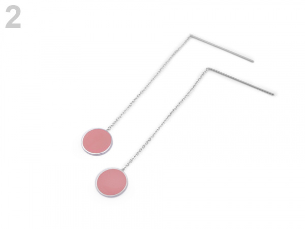 Náušnice z nerezové oceli kolečka s řetízkem