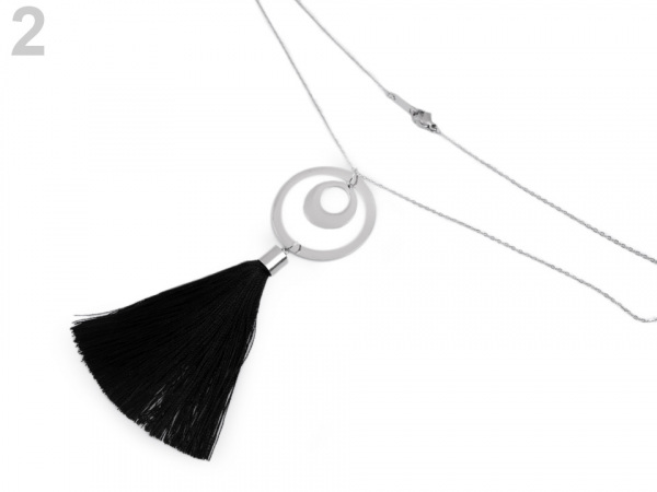 Dlouhý náhrdelník z nerezové oceli se střapcem