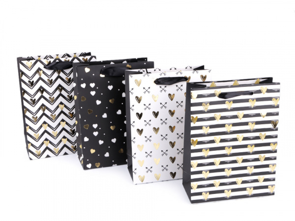 Dárková taška srdce, malá velikost, sada 4 ks