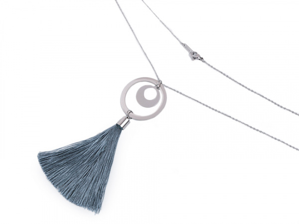 Dlouhý náhrdelník z nerezové oceli se střapcem