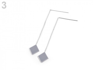 Náušnice z nerezové oceli čtverce s řetízkem