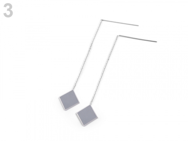 Náušnice z nerezové oceli čtverce s řetízkem