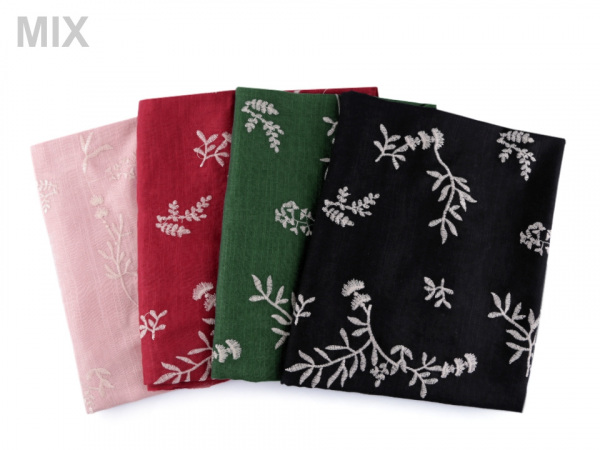 Šála vyšívané větvičky folklor 70x170 cm