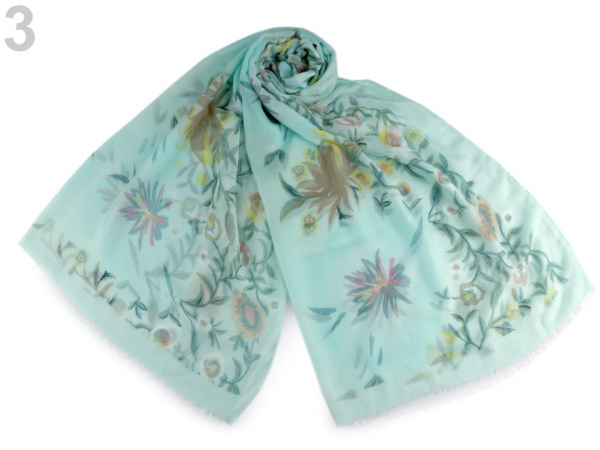 Šátek / šála květy 85x185 cm