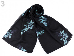 Šála vyšívané květy folklór 65x170 cm