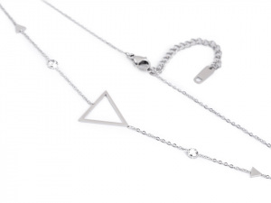 Náhrdelník trojúhelník z nerezové oceli s broušenými kamínky