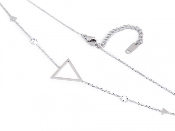 Náhrdelník trojúhelník z nerezové oceli s broušenými kamínky