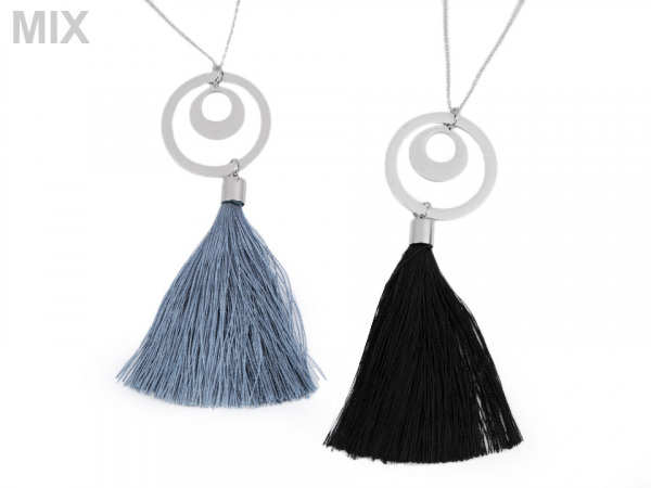 Dlouhý náhrdelník z nerezové oceli se střapcem