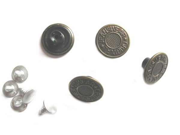 Knoflík Jeans staromosaz vel. 26 (průměr 17mm)