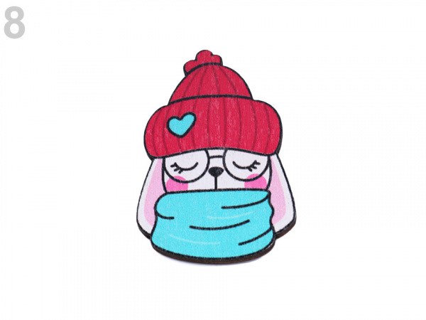 Dřevěná brož liška, pes, lenochod, mýval, jednorožec