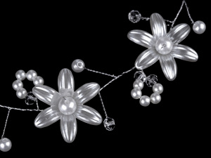 Perlová ozdoba do vlasů s květy a broušenými korálky